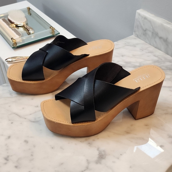Ana Women's Black Huey Heeled Sandals Size 8.5 - Picture 1 of 9
